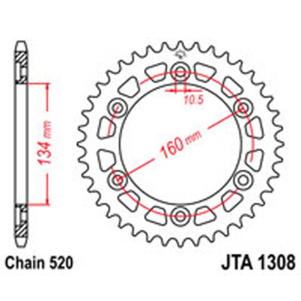 JT JT Rear Sprockets R/W 1308-42 Alloy
